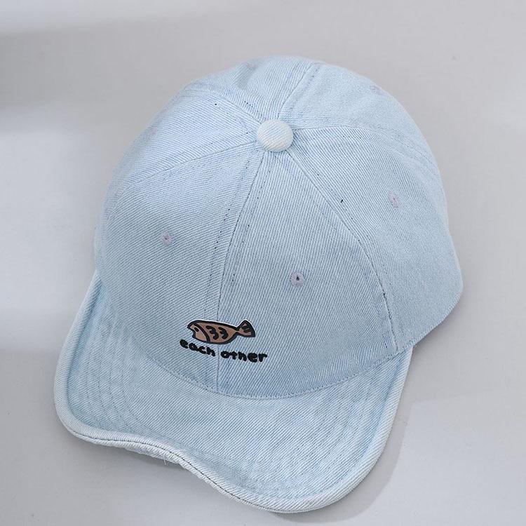 Spring & Autumn Unisex Baby Denim Hat with Embroidered Letters