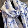 Luxury Long Scarf For Women Floral Shawl Warps For Travel Beach Ladies Hijab Elegant Neckerchief Soft Stain Faux Silk Scarves