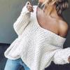 Dames Tops V-hals Lange Mouw Effen Kleur Gebreide Tops Zacht Rekbaar Losse Pasvorm Trui Lente Herfst Casual Tops