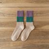 Female Autumn and Winter Retro Warm Match Color In The Tube Pile Pile Cotton Socks