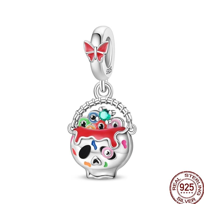 Halloween Charms Bead Copper Jack-O'-Lantern Skull Bat Witch Hat Candy Luminous Charm Fit Bracelet Diy Jewelry