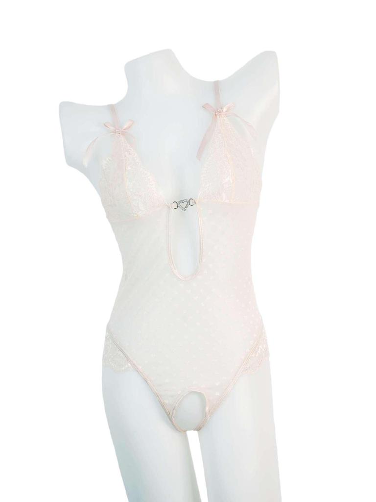 Lace Crotchless Bodysuit - French Flirty See-through Lingerie