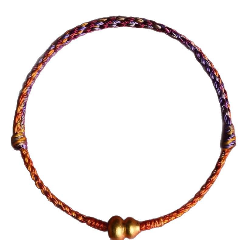 Nine Purple Li Fire Golden Gourd Zodiac Bracelet: Handmade Red Rope for Attracting Wealth & Luck - Perfect Couple Gift