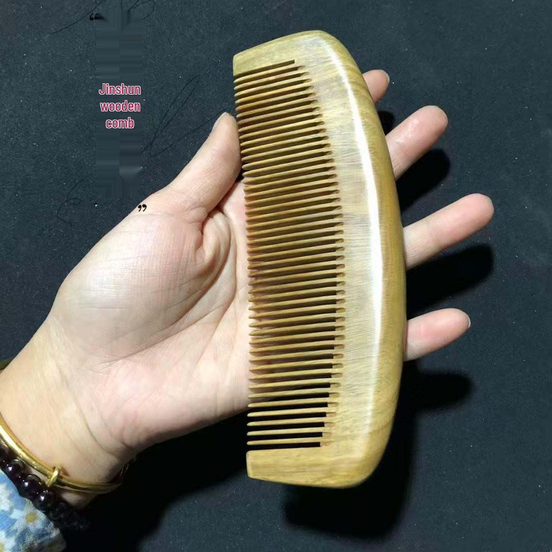 

Бутиковая двусторонняя расческа из натурального зеленого сандала с резным цветочным дизайном, длинная ручка для длинных женских волос