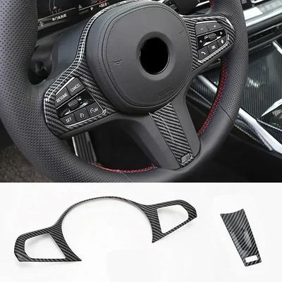 For BMW 3 5 Series G20 G30 X3 X4 G01 G02 2018-24 ABS Carbon Fiber Car Steering Wheel Button Cover Trim Stickers Car Accessories