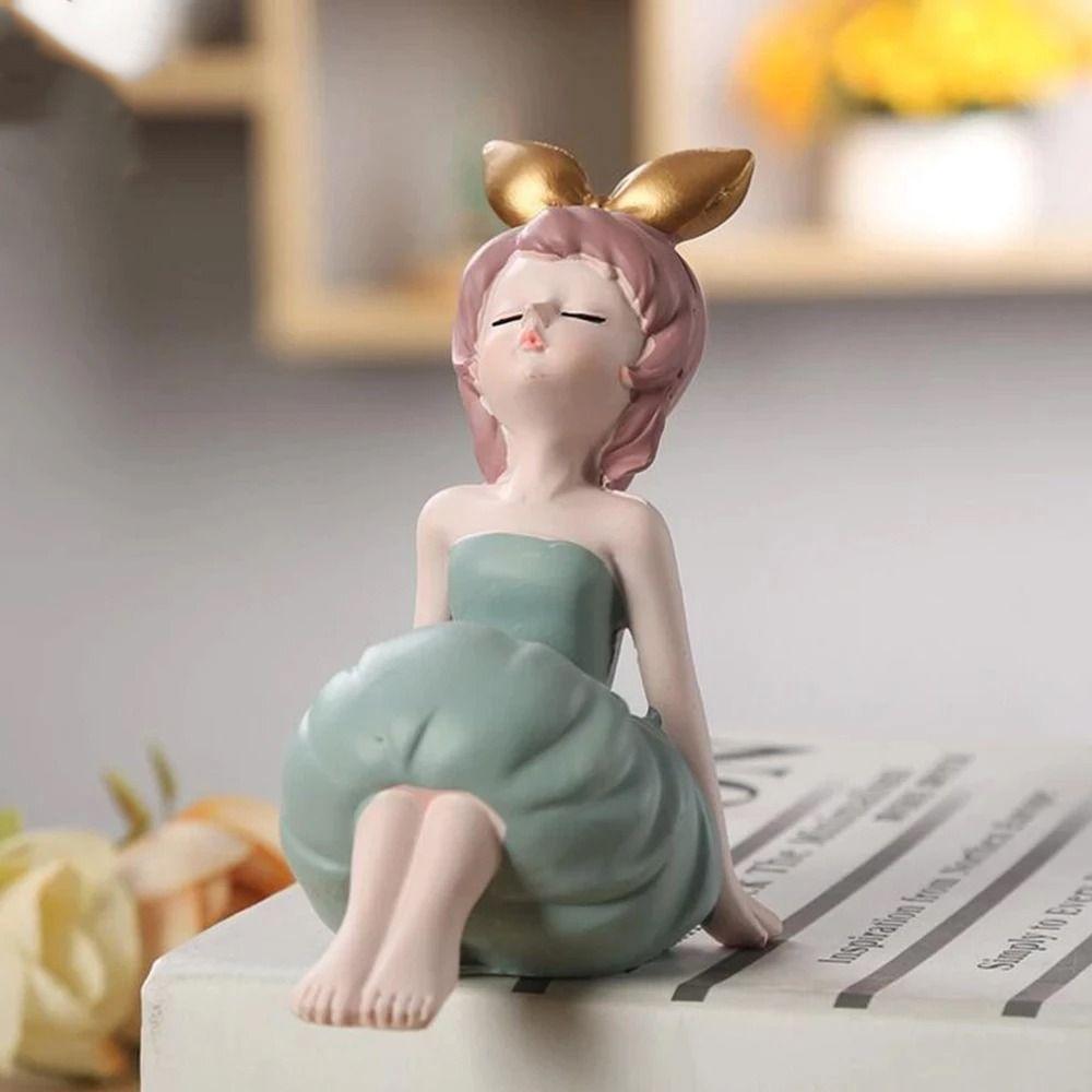 Cute Little Girl Statue Creative Miniatures Figurine Micro Landscape People Sculpture Desktop