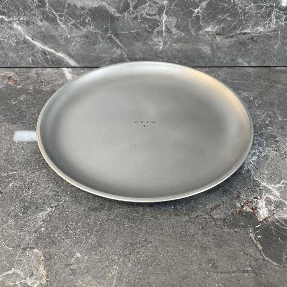 20CM Titanium Camping Plate Multi-Purpose Camping Plate For Barbecue Home Titanium Dinnerware Round Frosted Picnic Gear