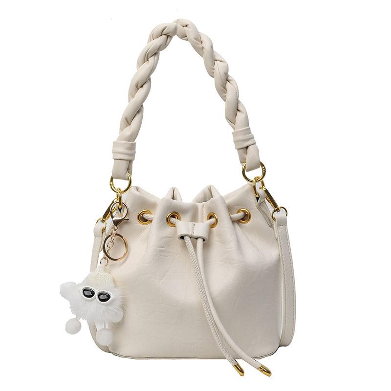 Bucket Bag 2025 Spring New Shoulder Bag Pumping Strap Korean Version Fashion Women's Bag High-end Sense Niche Fashion Women's Bag