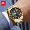 OPK Moon Phase Men's Watches Multi-function Timing Stainleess Steel Luminous Waterproof Watch for Man