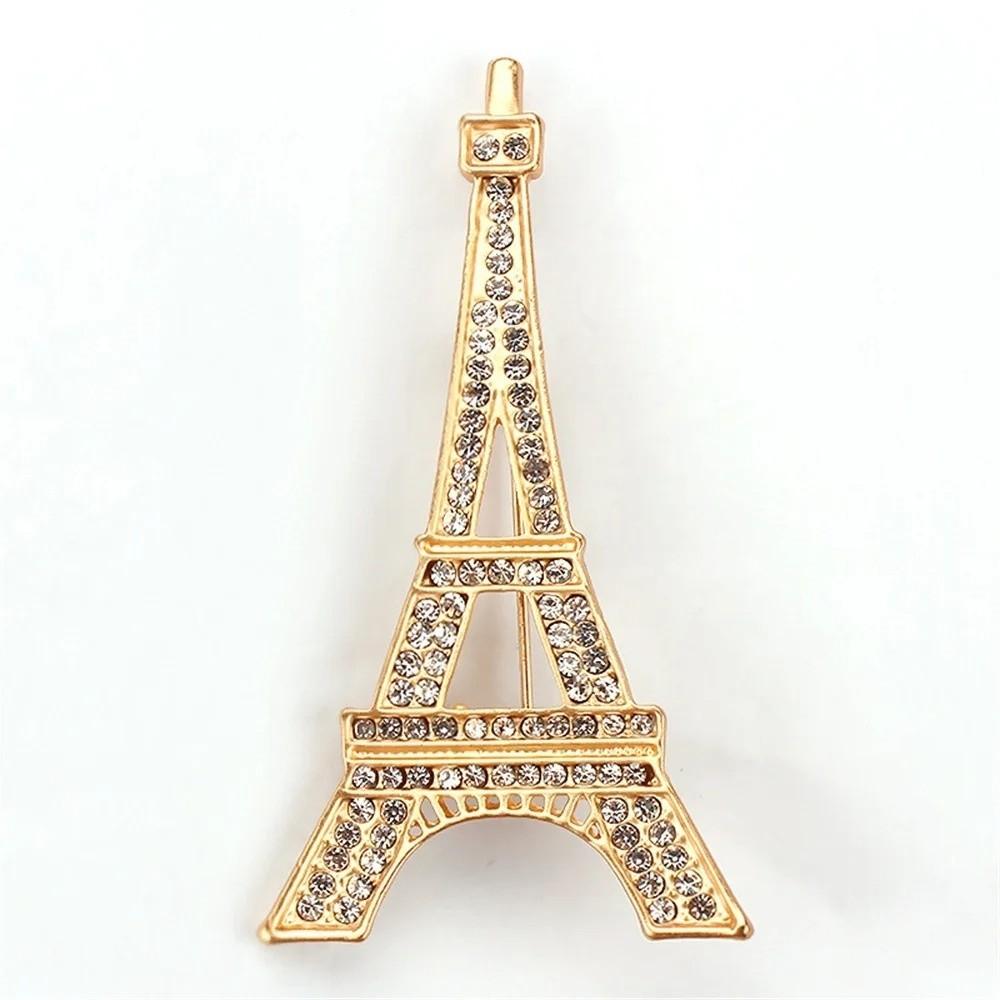 Vergoldete/Versilberte Eiffelturm Brosche Strass Brosche Kleidung Dekorative Schmuck Accessoires