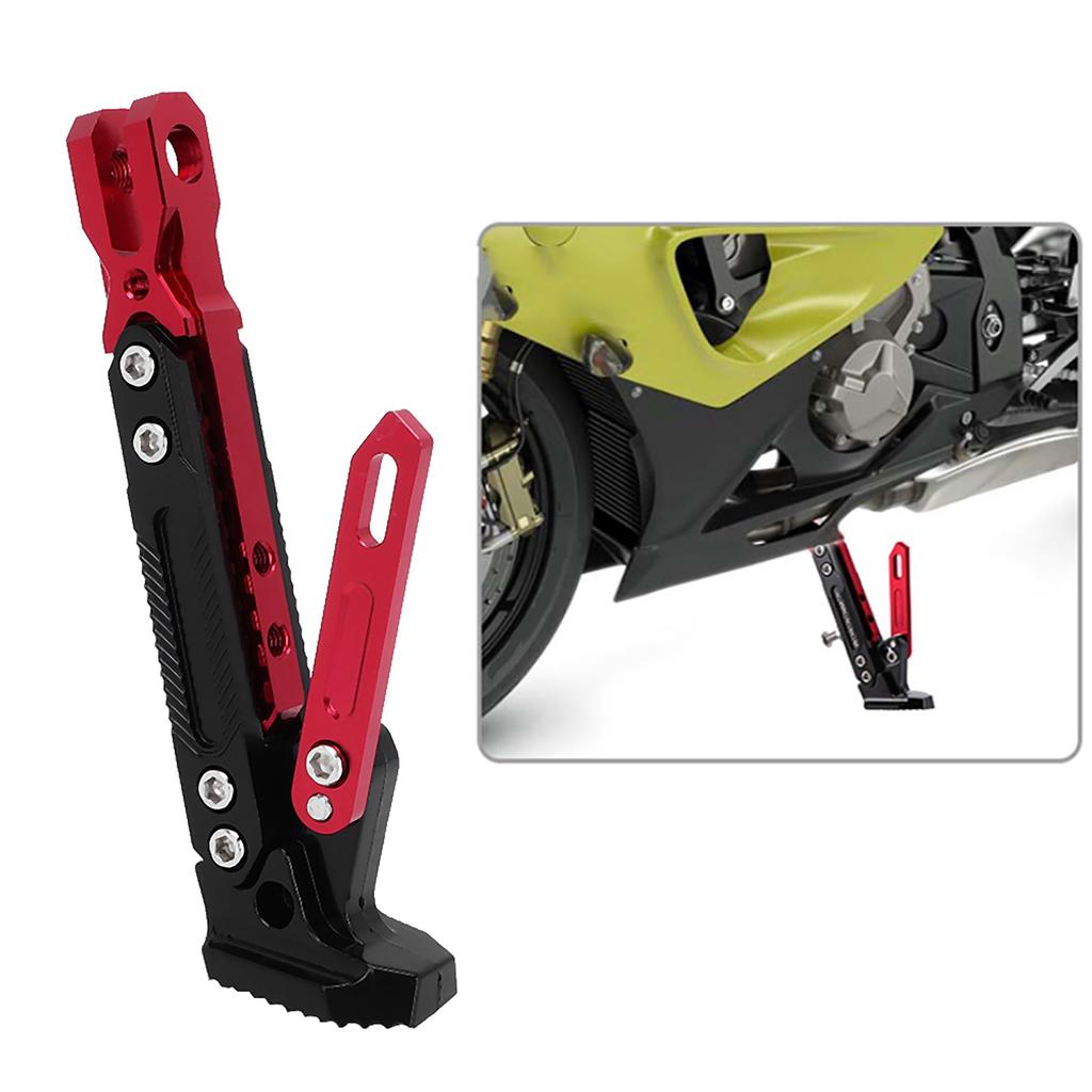 Motorcycle Frame Horizon Bracket Aluminum Alloy Adjustable Kickstand Side Stands B0503(Red)