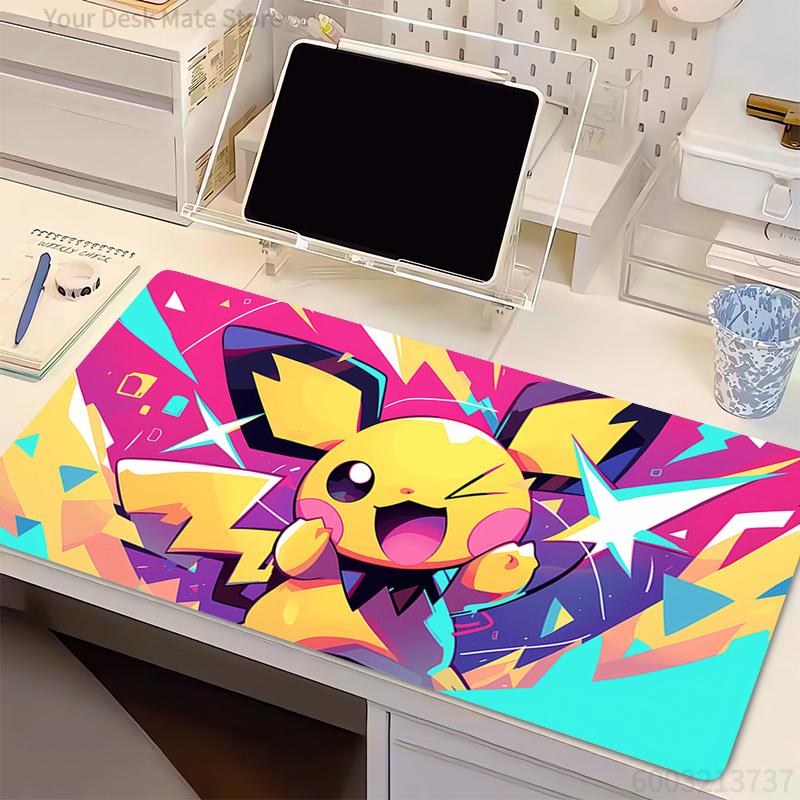 Gaming Mouse Pad Anime xxl Computer Gamer Desk Mouse Mat For CS GO Lock edge thickened Kawaii P-Pokemon Pikachu Rubber Mousepad