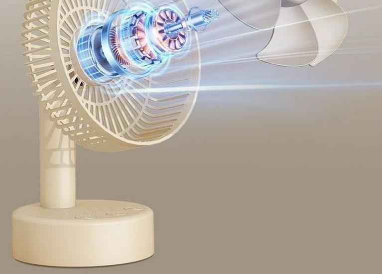 USB Rechargeable Oscillating Desktop Fan - Low Noise, Portable, Detachable, and Washable
