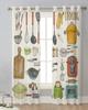 2Panels Chiffon Sheer Curtain Kitchen Curtain Kitchenware Chef Print  Voile Tulle Cortinas for Kitchen LivingRoom Window Cortina