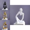 Black Resin Thinker Statue Artistic Home Office Desktop Ornament Decoration
