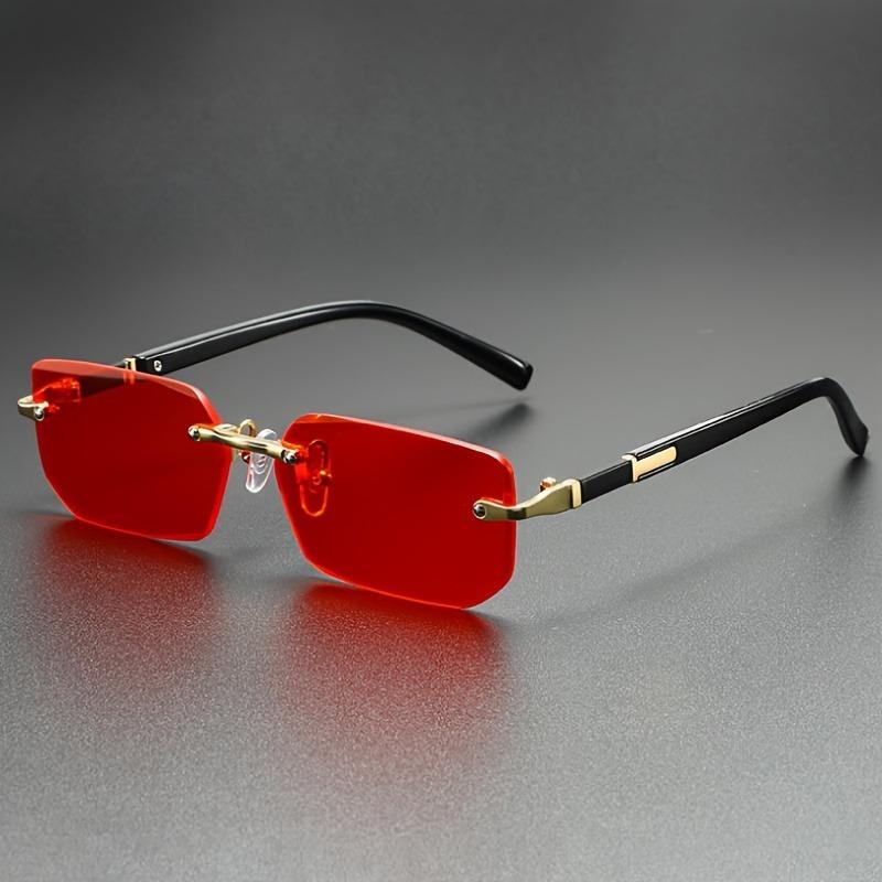 Trendy Rimless Rectangle Sunglasses Frameless Fashion Shades Punk Sunglasses Gradient Men Women UV400 Eyewear Driving