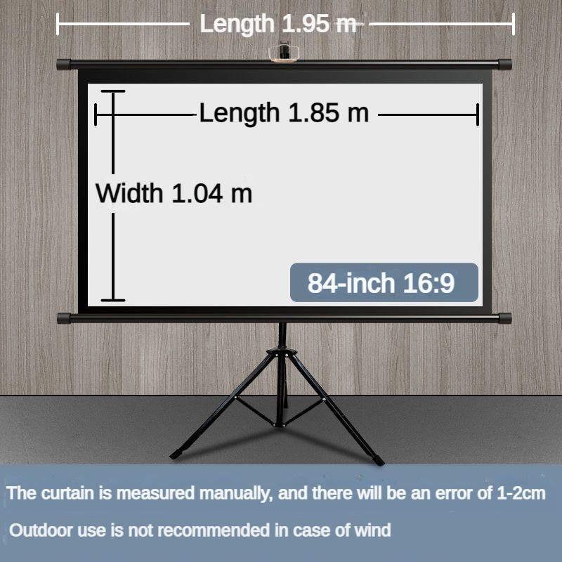 60/72/84 Inches Curtain HD Mobile Portable Tripod Screen Projection Screen Entertainment Projector