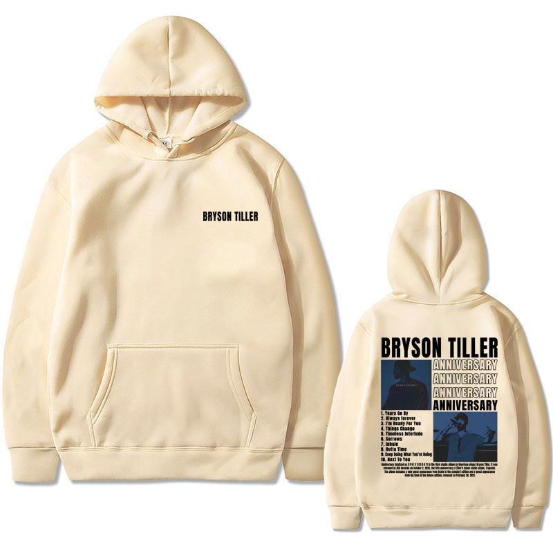Rapper Bryson Tiller Men's Casual Vintage Hoodie ANNIVERSARY Graphic Print Sweatshirt Male Hip Hop Streetwear Oversized Hoodies