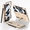 For Samsung Galaxy Z Fold 4 Case Ultra Thin Matte Magnetic Folding Hinge Kickstand With Side Pen Slot Tempered Film Hard Cover