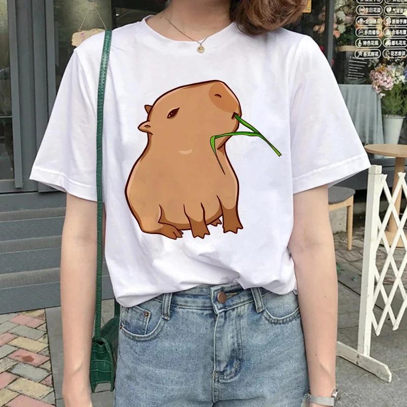 Cute Capybara Clothing T-Shirt Women Vintage Cartoon T Shirt Female Casual Anime Top Tees T Shirt Manga Women Graphic Tee Tops