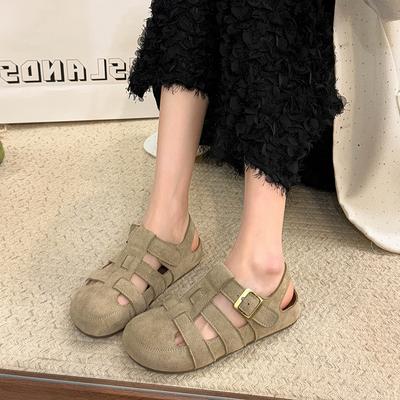 Super Fire Mori Baotou Sandals Women's 2025 Spring and Summer New Thick-soled Versatile Hollow Birken Roman Cool Slippers