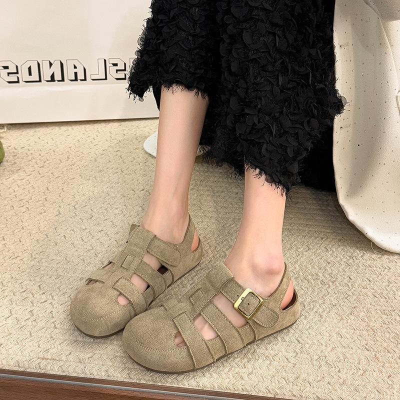 Super Fire Mori Baotou Sandals Women's 2025 Spring and Summer New Thick-soled Versatile Hollow Birken Roman Cool Slippers