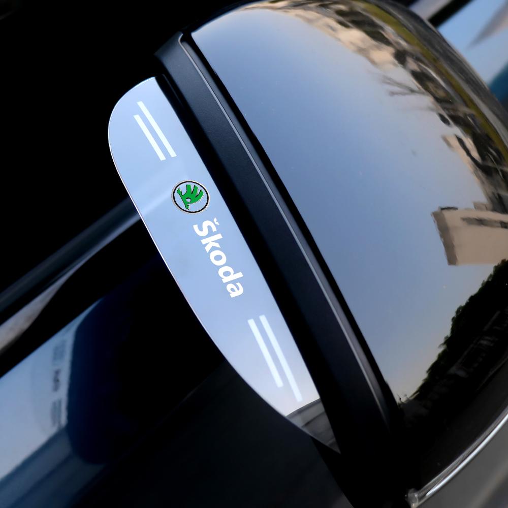 Car Rear View Mirror Rain Eyebrow Cover Sun Shade Protector For Skoda Octavia Mk3 Fabia 2 Superb 2 Kamiq Kodiaq VRS