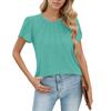 Women's Casual Round Neck Short Sleeve Chest Pleated Flap Sleeve Color Top