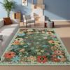 Sage Green Floral Area Rug, Washable Low Pile Carpet, Soft Non-Slip Mat for Living Room Bedroom Entryway