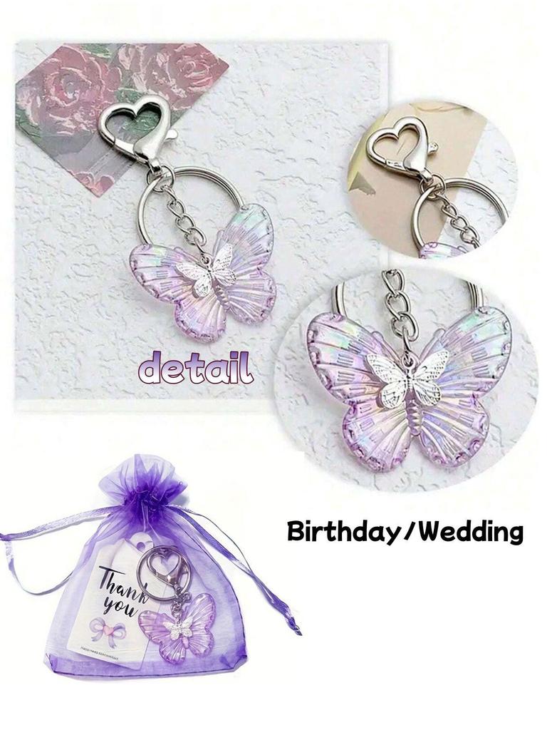 Purple Butterfly Keychain Bag Charm – Perfect Party Favor or Gift for Birthdays and Christenings