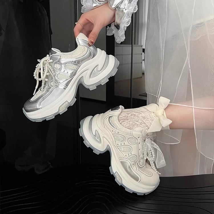 Cowhide Version~ Small Person Height Increase Leather Platform Dad Shoes Women's 2025 Spring New Sports Versatile Casual Shoes