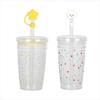 Portable 500ml Straw Coffee Cup Transparent Plastic Cold Drinking Cup Reusable Single Layer Car Tumbler Cup