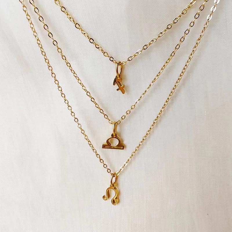 Sf. Colier cu Pandantiv Zodia Delan - Lanț Claviculă din Oțel Inoxidabil - Bijuterii Simple de Modă