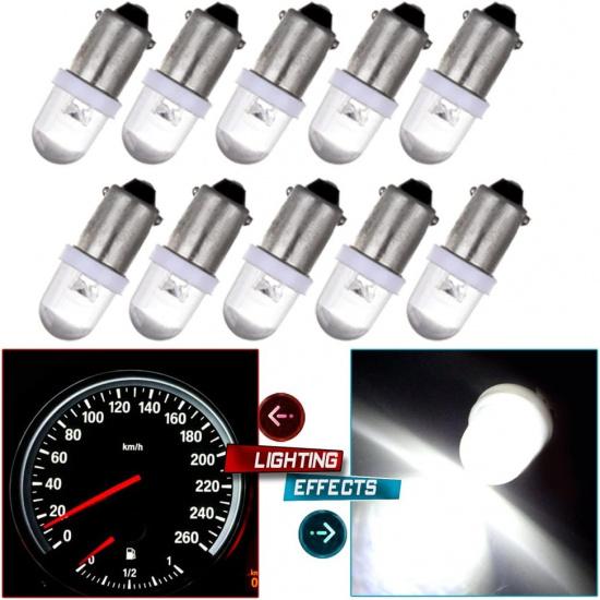 cciyu 10X Xenon White BA9S LED Lamp Instrument Cluster Panel Dash Light Bulbs Bayonet 56-76 For Ford For Dashboard Gauge cluster Speedometer Odometer