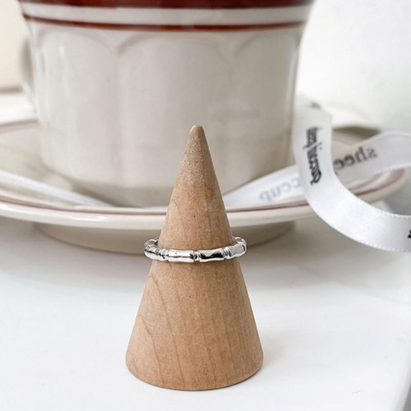 Women s Trendy Korean Heart Zircon Bamboo Open Ring Adjustable Open
