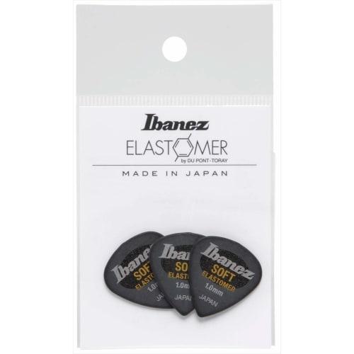 Ibanez BEL16ST10S-HBK: New Teardrop-Shaped Picks Made with New Elastomer, Soft Material, 1.0mm Thick, Non-Slip, Pack of 3