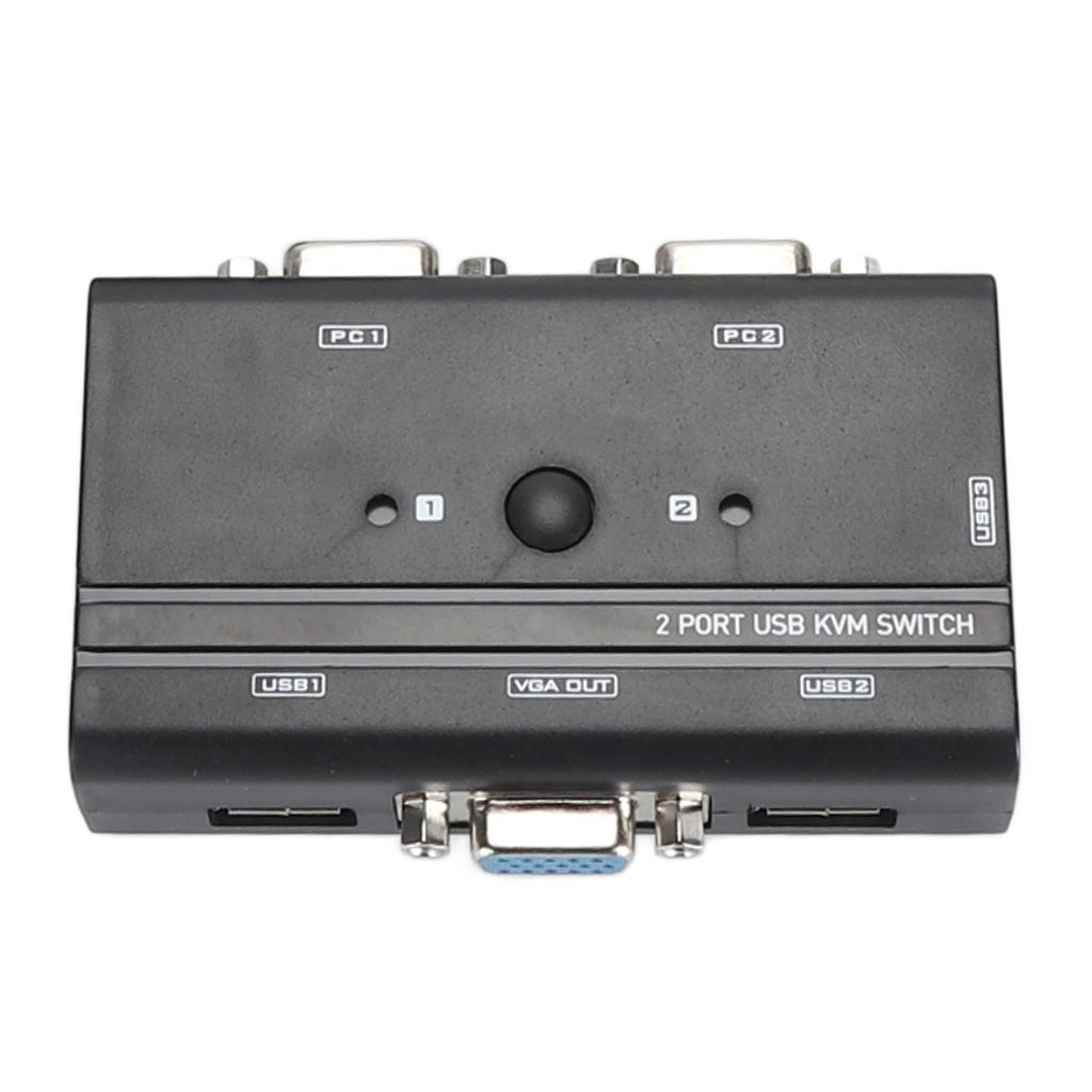 VGA USB KVM Switch 2 Port Manual VGA KVM Switch for 2 PC Sharing 1 Video Monitor Keyboard Mouse Scanner Printer USB