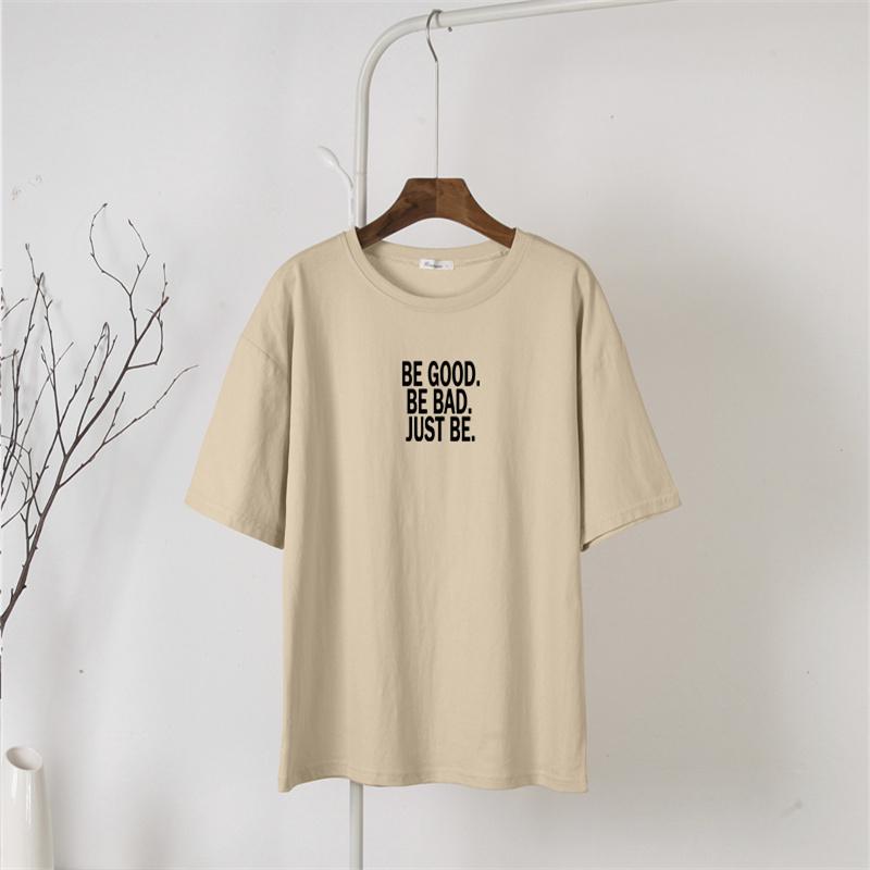 Shellsuning Loose Cotton Letter Printed Tees Oversized Soft Short Sleeve Female Tops Summer Casual High Street T Shirts Women 2023