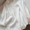 Super Fairy White Long-Sleeved Cotton-Linen Sun Protection Shirt Jacket