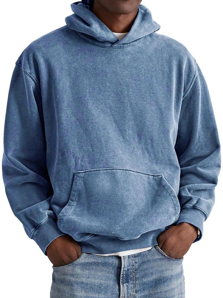 2025 Men's Retro Washed Cotton Hooded Pullover for Autumn/Winter