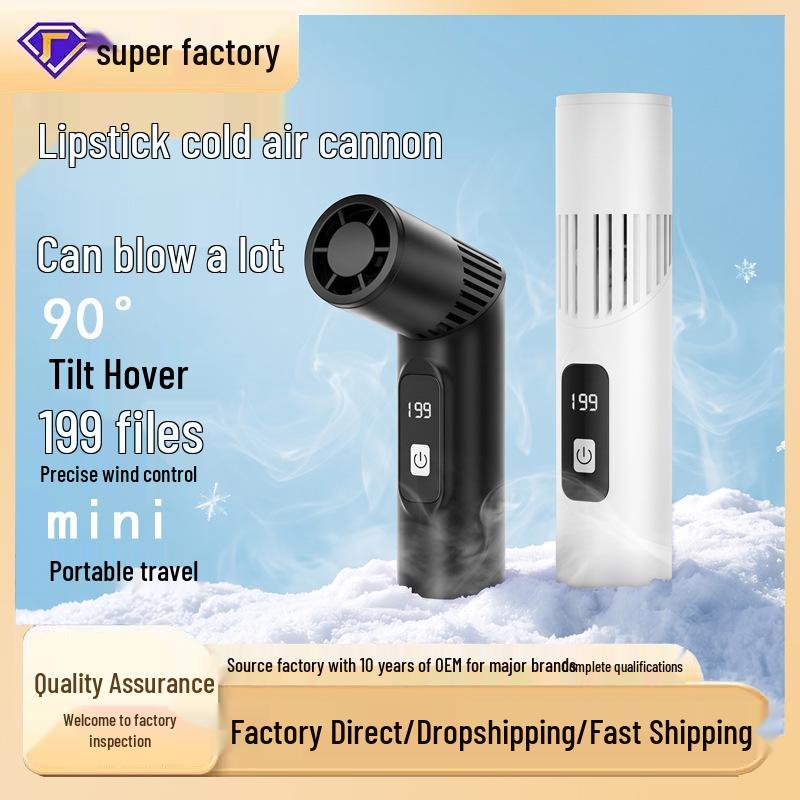 Portable Mini Lipstick Handheld Fan: Cross-Border, High-Speed, Folding, Rotating Fan for Outdoor Travel