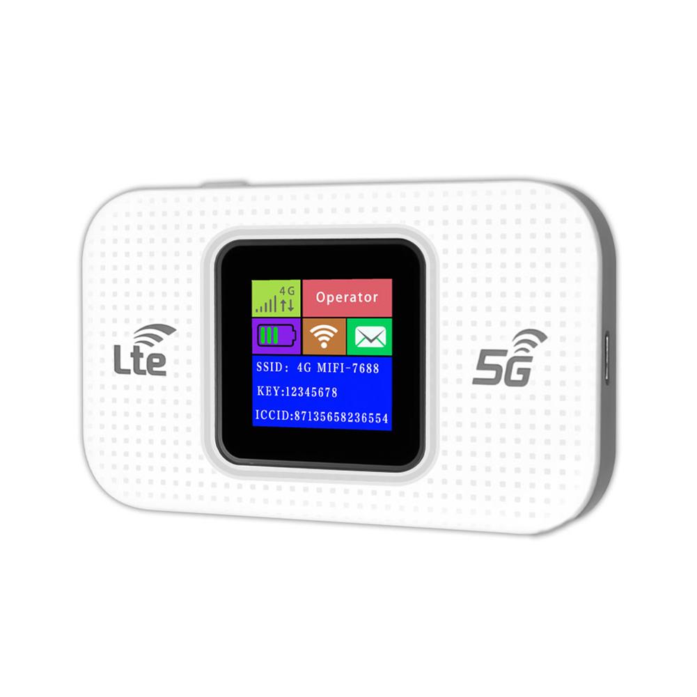 4G LTE Wireless WiFi Router 150Mbps Hotspot with SIM Card Slot (White LCD)