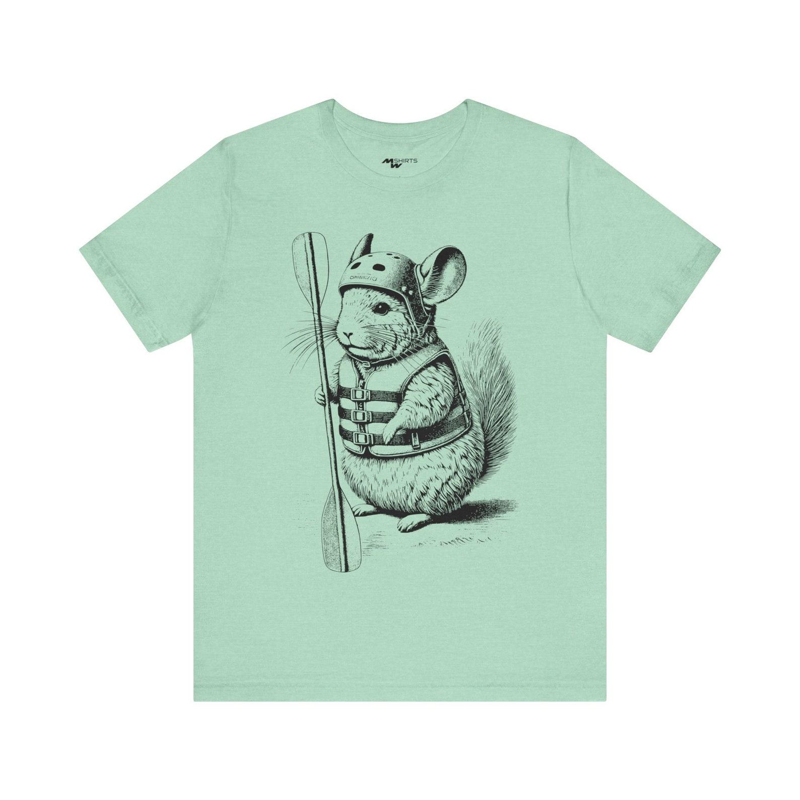 Engraving Style Rafting Chinchilla T-Shirt/ Unisex Jersey Short Sleeve Tee S