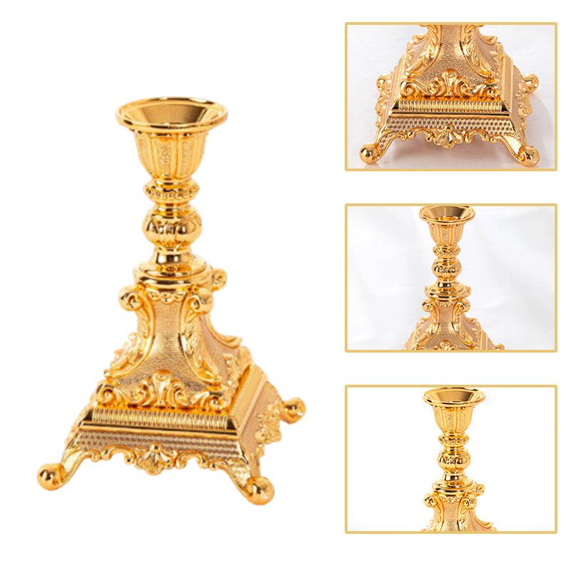 European Tower Shape Candle Holder Vintage Metal Candlestick Ornaments Wedding Decoration Party Christmas Home Decor