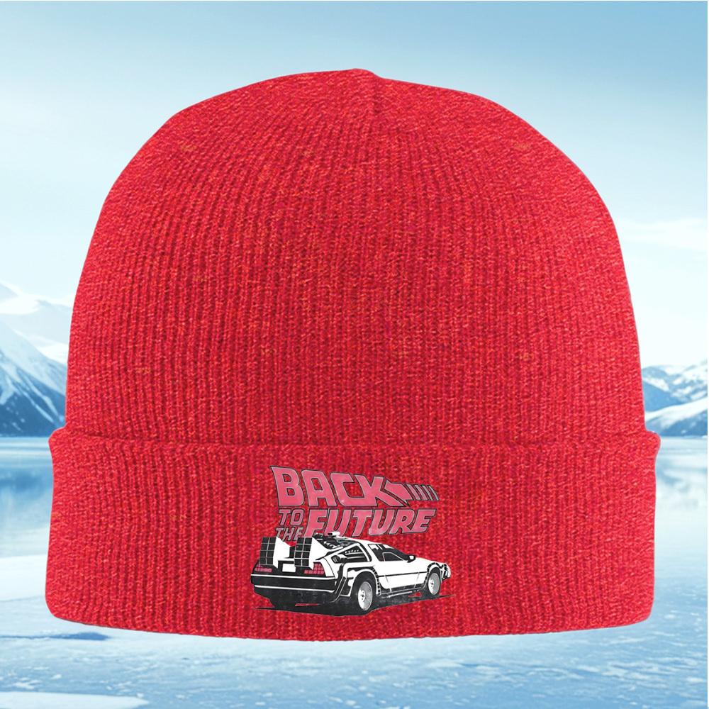Back Future DeLorean automobile design artwork Men Women Unisex Knitted Hat Beanie Pullover Cap Winter Thermal Warm Christmas Ou