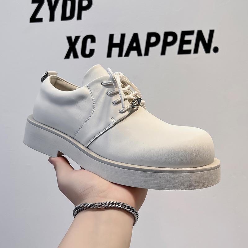 

Туфли дерби мужские весна-лето 2024 новые туфли с большой головой Микки Мауса белые низкие туфли с круглым носком из кожи 166166-A 38 белый