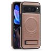 For Google Pixel 10 Pro XL Case Compatible with MagSafe Kickstand Leather Phone Back Cover