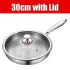 3-layer Stainless Steel Hammered Frying Pan Pro with Lid Professional Chef's Pan with Ergonomic Handles Suitable for All Stove