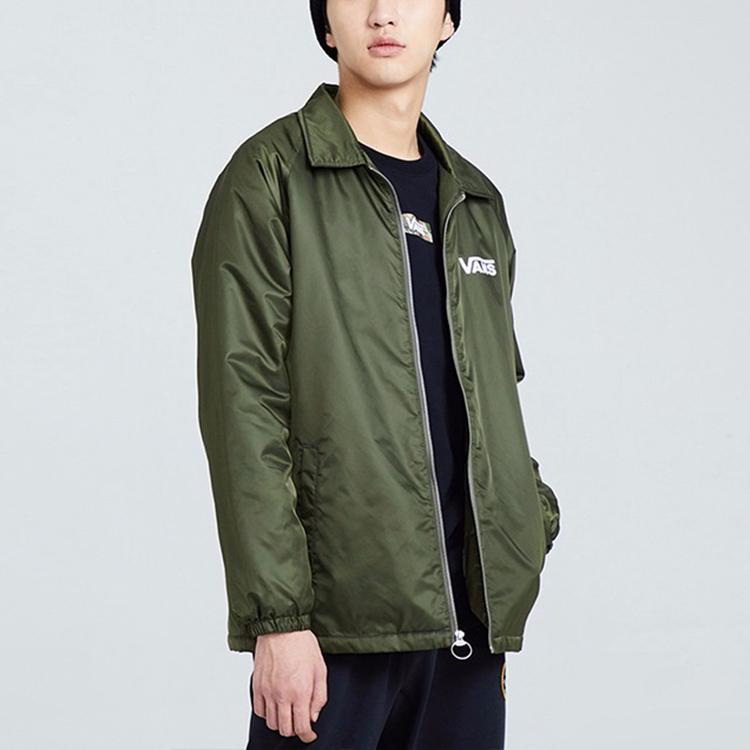 Vans Casual Sports Polo Coach Lightweight Cotton Jacket Men Jacket Dark-Green VN0A3QTYKCZ