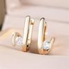 White Zircon Small Round Stone Hoop Earrings For Women Vintage Gold Color Tiny Ear Buckle Wedding Jewelry Engagement Party Gifts